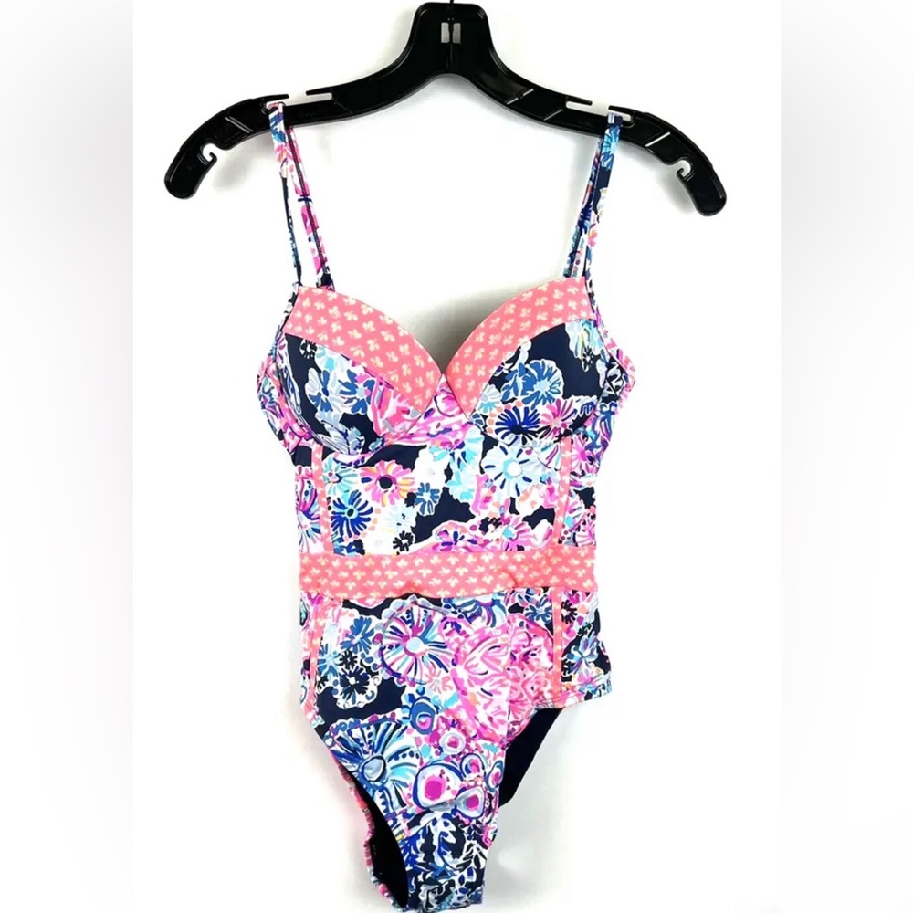 Floral Pink and Blue Women's Swimsuit